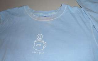   Long Sleeve Crusher Tee T shirt Blue Coffee Mug Cup Womens Size (M