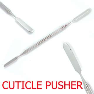 2X Cuticle Nail Art Pusher Remover Stainless Steel Manicure Pedicure 
