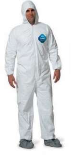 XLARGE DuPont Disposable Bootie & Hood COVERALLS BUNNY SUIT White 