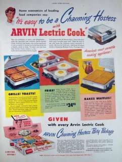 1950 ARVIN LECTRIC COOK griddle waffle maker print ad  