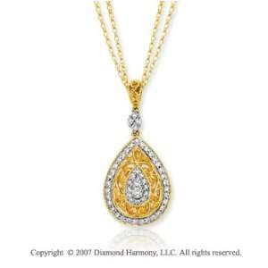  14k Yellow Gold Teardrop Diamond Necklace Jewelry