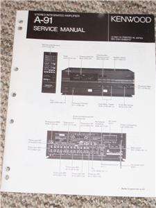 Orig. Kenwood Integrated Amplifier A 91 Service Manual  