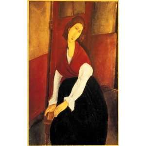 Amedeo Modigliani 22W by 35H  Jeanne Hebuterne in Red Shawl CANVAS 