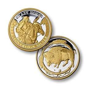 CRAZY HORSE   1 OZ .999 SILVER PROOF WITH GOLD SELECT   COMMEMORATIVE 