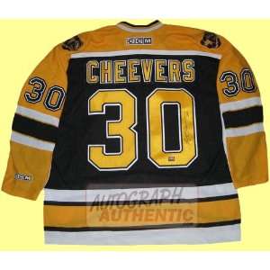  Autographed Gerry Cheevers Boston Bruins Jersey (Black 