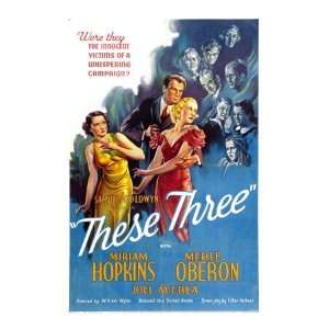 These Three, Merle Oberon, Joel Mccrea, Miriam Hopkins, 1936 Premium 