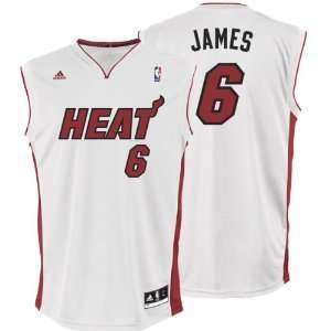 LeBron James Jersey adidas White Replica #6 Miami Heat Jersey SZ XL