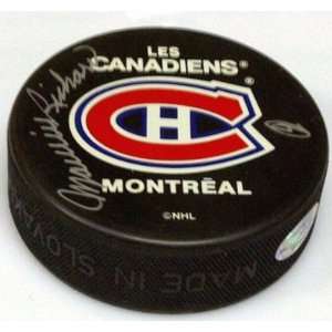  Maurice Richard Autographed Hockey Puck   Autographed NHL 