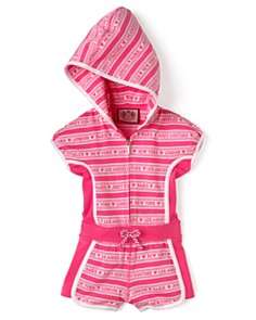 Juicy Couture Infant Girls Printed Hooded Romper   Sizes 3 24 Months