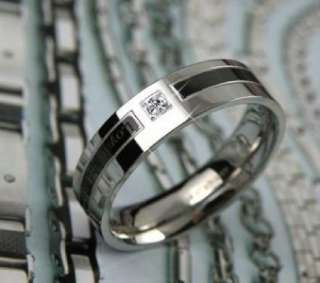   Stainless Steel Loyal Love Engraved w/GEM Couple Rings (US Sz 5 & 8