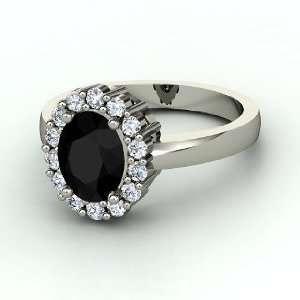    Penelope Ring, Oval Black Onyx Platinum Ring with Diamond Jewelry