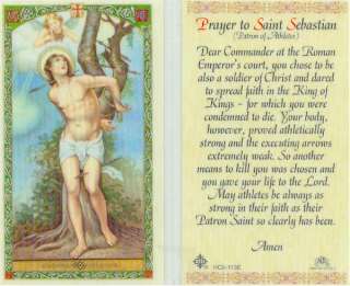 St Sebastian Patron Athletes Catholic Holy Prayer Card  