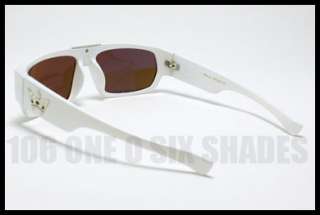 GANGSTER Cholo Style Sunglasses Triple Crown WHITE w/ Brown Lens