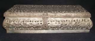 genesis arts antique indian ethnic white metal jewelry box rare