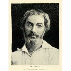 1895 Print Walt Whitman 38 Years Old Portrait American Free Verse Poet 