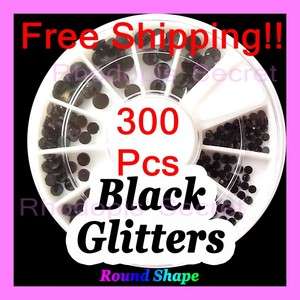 300 pcs Nail Art Glitters Rhinestones Black Crystals For Accessories 