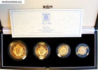 GREAT BRITAIN 1989 GOLD 4 COIN SET, 500 YEARS OF GOLD SOVEREIGN  