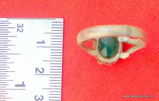 VINTAGE tribal STERLING SILVER OLD GREEN ONYX RING  