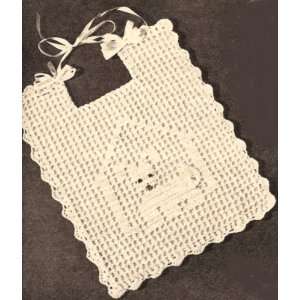 Vintage Crochet PATTERN to make   Filet CROCHET BABY BIB Dog House 