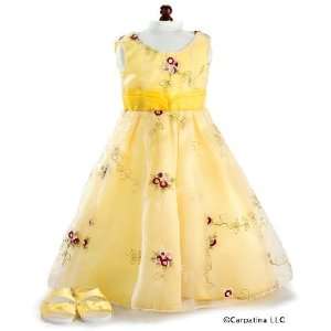   Embroidered Yellow Organza Dress Set for 18 Inch Dolls Toys & Games