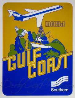 ORIGINAL Airline Poster Southern Airways Gulf Coast 70s  