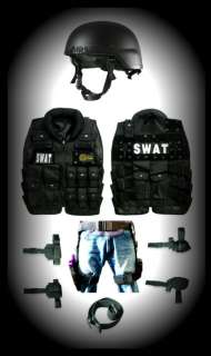 Tomb Raider Swat Police Airsoft Military Costume w/ Vest Helmet Leg 