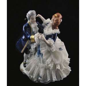    Couple Dancers German Dresden Lace Figurine