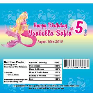 Set of 10 Barbie Mermaid Chocolate Candy Wrappers  
