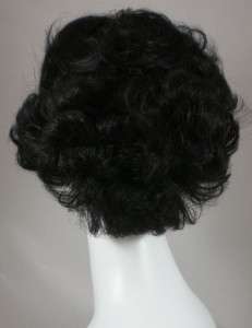 Off Black Curly Human Hair Wig w/Bangs   Monofilament  