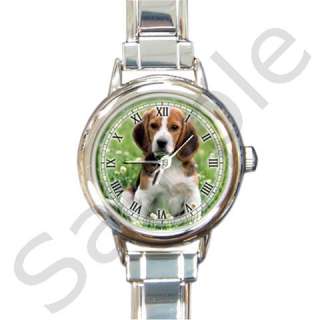 Cute Beagle Puppy Round Italian Charm Watch  