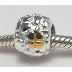 Plated Lucky Four Leaf Clover Shamrock .925 Sterling Silver Bead Charm 