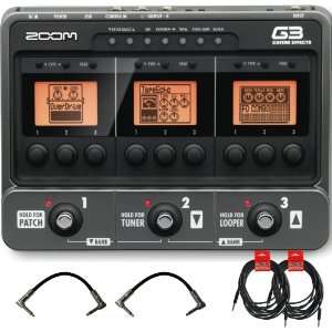  Zoom G3 USB Guitar Effects Console with 4 Free Cables 