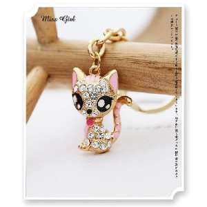  Gold Grystal Kitty / Cat Bag / Phone /Key Charm 