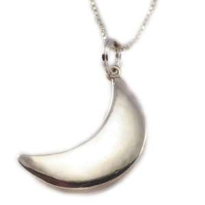    Sterling Silver Crescent Moon Charm Necklace, 16 inches: Jewelry