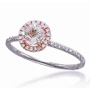   White & Rose Gold Morganite Diamond Engagement Ring Size 7 Jewelry