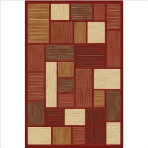 TayseRugs 8040 Charisma Checkered Red Contemporary Rug Size 311 x 5 
