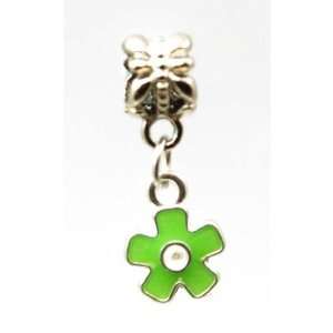    TOC BEADZ Green Flower 6mm Dangle Slide on Charm Bead: Jewelry