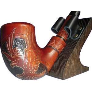  Pear Wood Hand Carved Tobacco Smoking Pipe Golden eagle 
