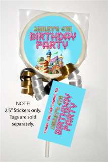 12 CANDYLAND Birthday Party LOLLIPOP STICKERS  