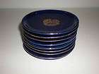 Set 8 Cobalt Blue Gold Trim 3.75in Butter Dish Coaster