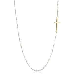  Mizuki Silver Chain Gold Side Cross Necklace Jewelry