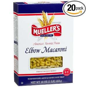 Muellers Elbow Macaroni, 16 Ounce Boxes (Pack of 20)  