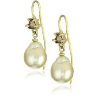 Vibes Fairytale 18k Gold South Sea Pearl Diamond Earrings   designer 