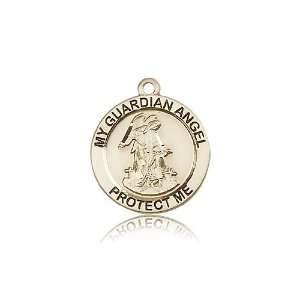  14kt Gold Guardian Angel Medal 3/4 x 3/4 Inches 4053KT No 