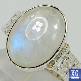 SR29842 RAINBOW MOONSTONE 925 STERLING SILVER RING JEWELRY s.8  