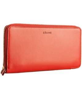 Celine cherry red leather zip continental wallet  BLUEFLY up to 70% 