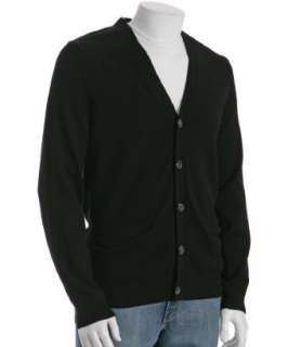 Harrison black wool cashmere pocket cardigan  