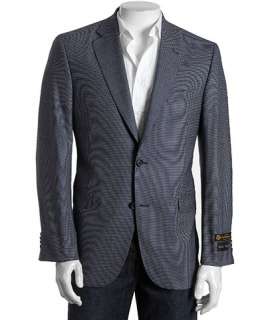 Jack Victor navy checked Loro Piana super 120s wool two button blazer