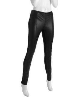 June black leather front zip up leggings  