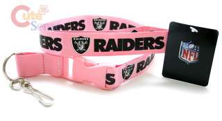 Oakland Raiders Lanyard NFL Key Chain ID Holder  Pink  